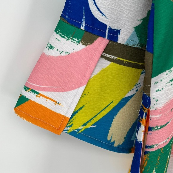 Ali Miles XL Abstract Multicolor Button Front Jacket Top Career Art Print - Picture 5 of 8